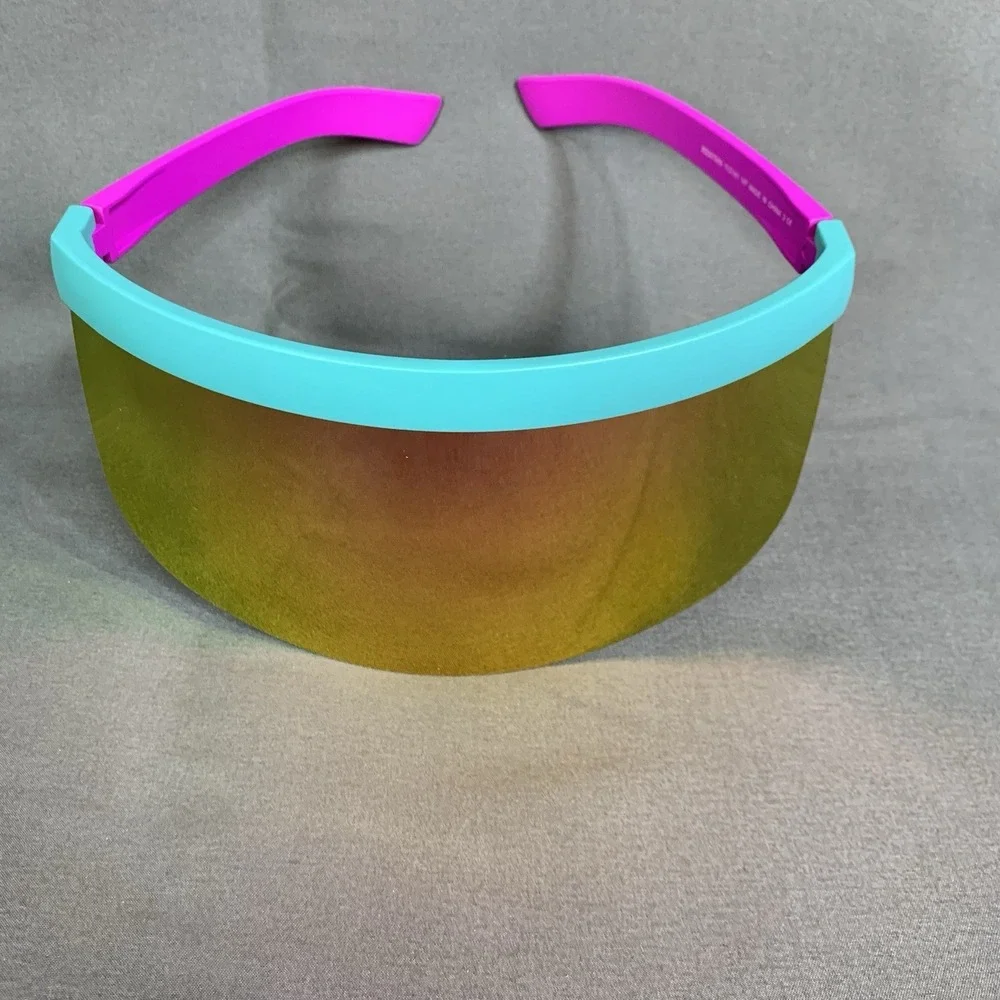 New Tipsy Elves Sorbet Sunrise Visor Glasses Pink Hard Case Mirrored One Size